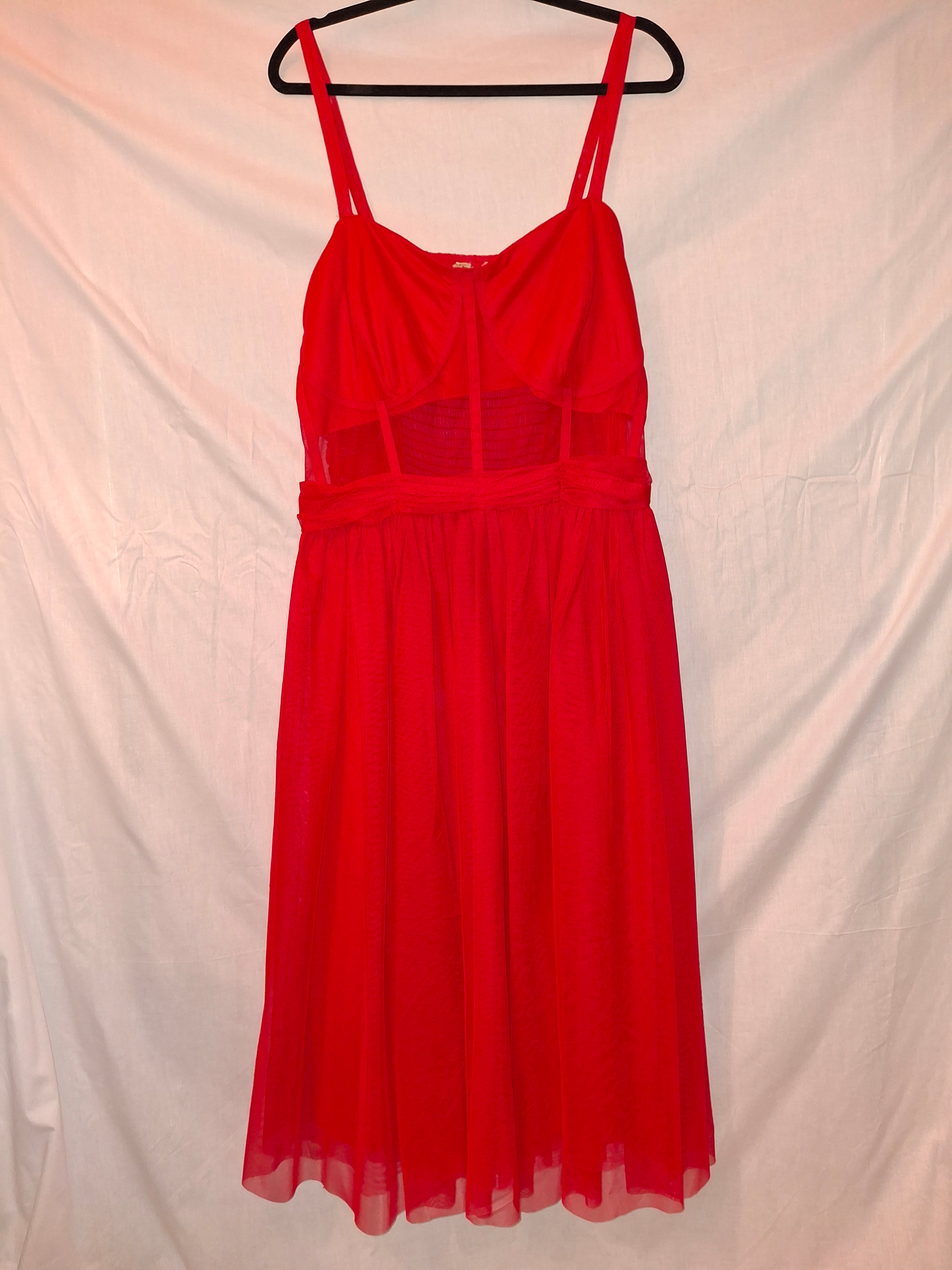 Robe de soirée Lace & beads – rouge - Taille : XXXXL (48)