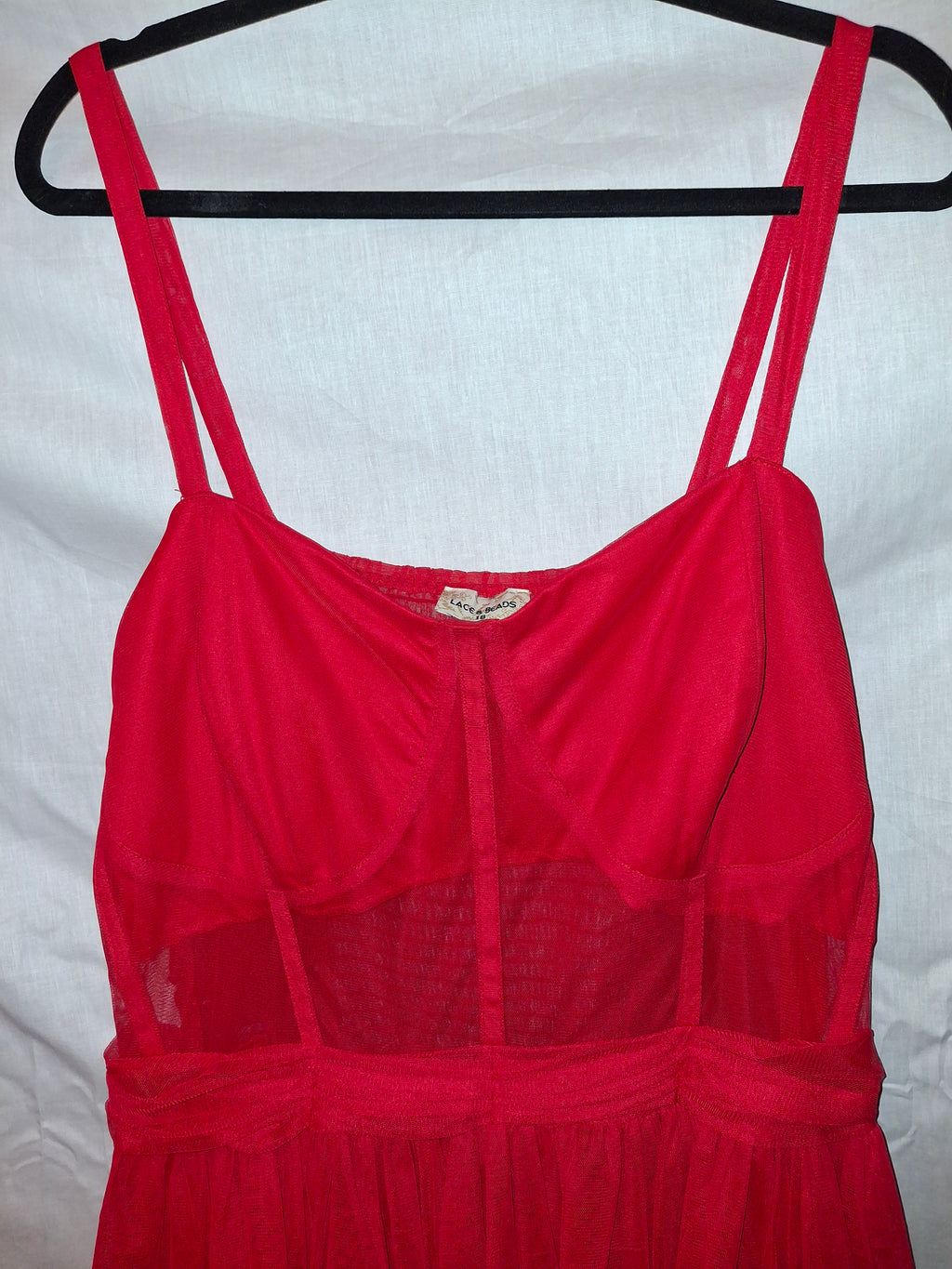 Robe de soirée Lace & beads – rouge - Taille : XXXXL (48)