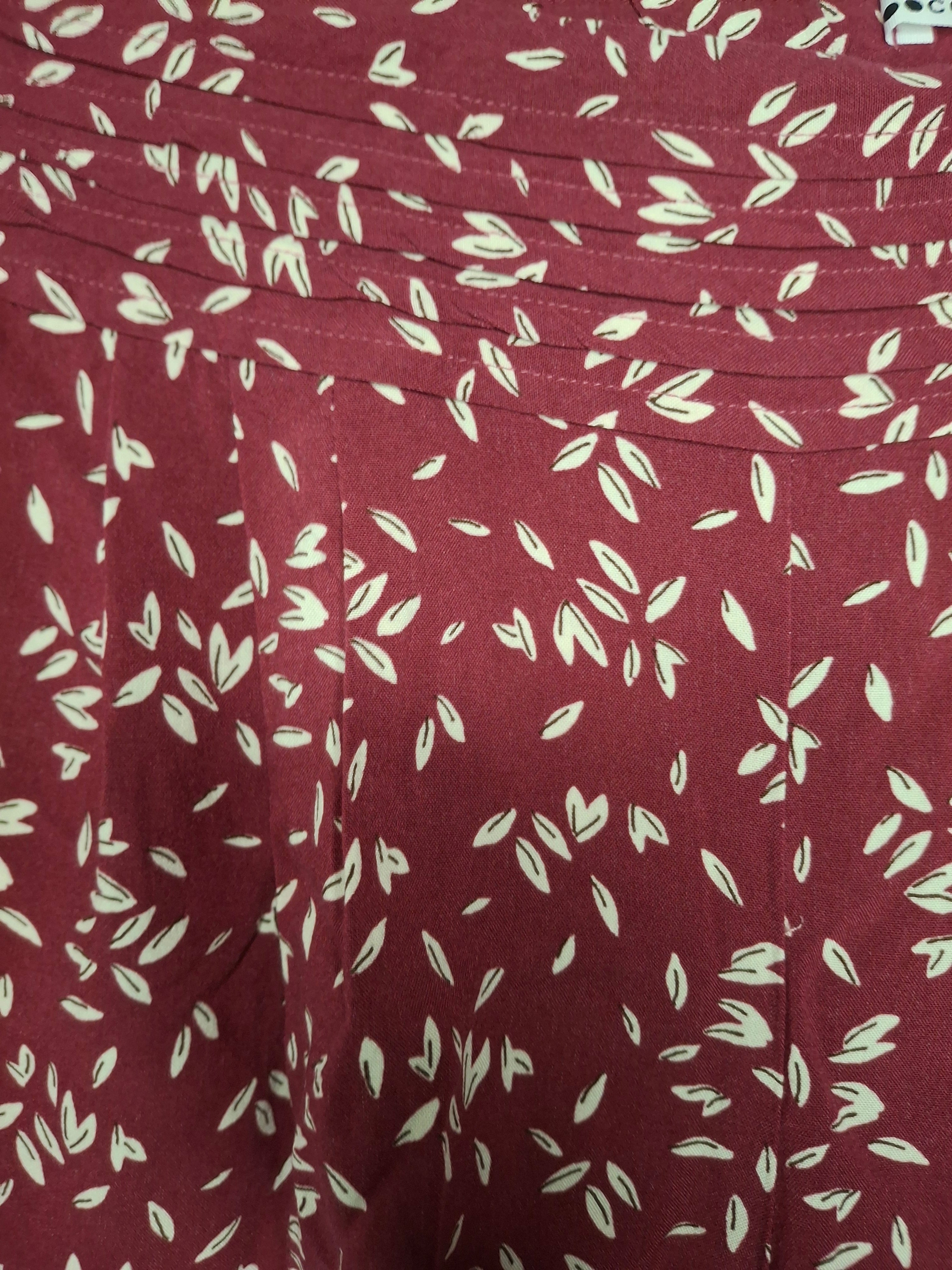 Short Fluide Camaïeu - Imprimé Feuilles Bordeaux   - Taille : L (40)