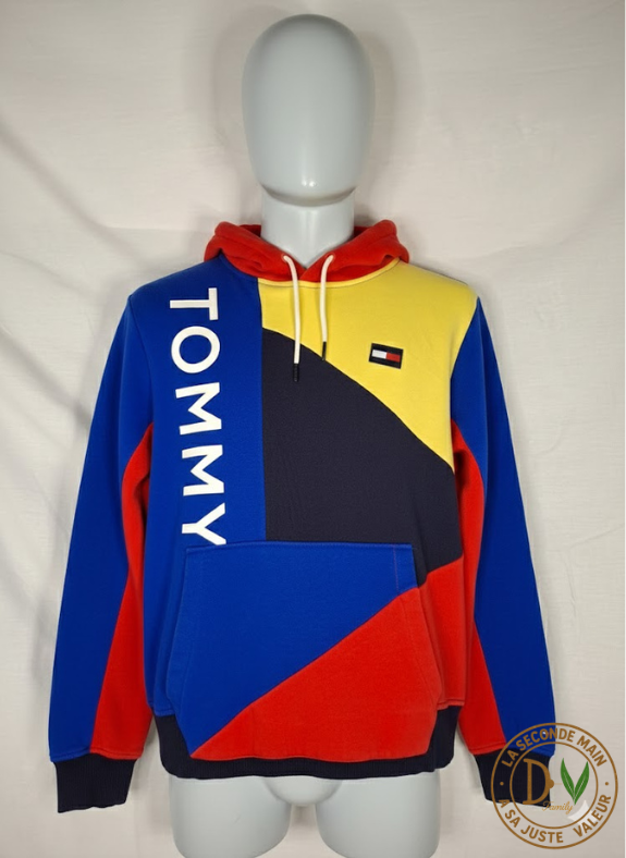 Sweat Tommy Hilfiger VINTAGE Style 90s  -  COLOR BLOCK Logo Mania  - Taille : S (36) Pièce vintage unique