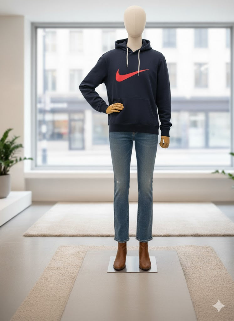 Sweat à capuche Nike - Bleu, marquage rouge - Taille : L (40)