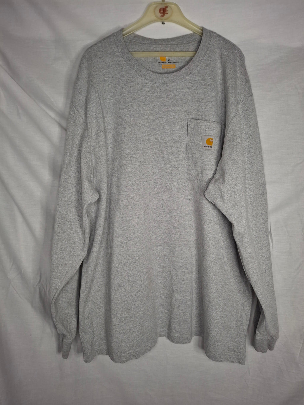 T-Shirt Carhartt XL Manches Longues - Poche Logo - Workwear Streetwear  -  Gris Chiné  - Taille : XL (42)