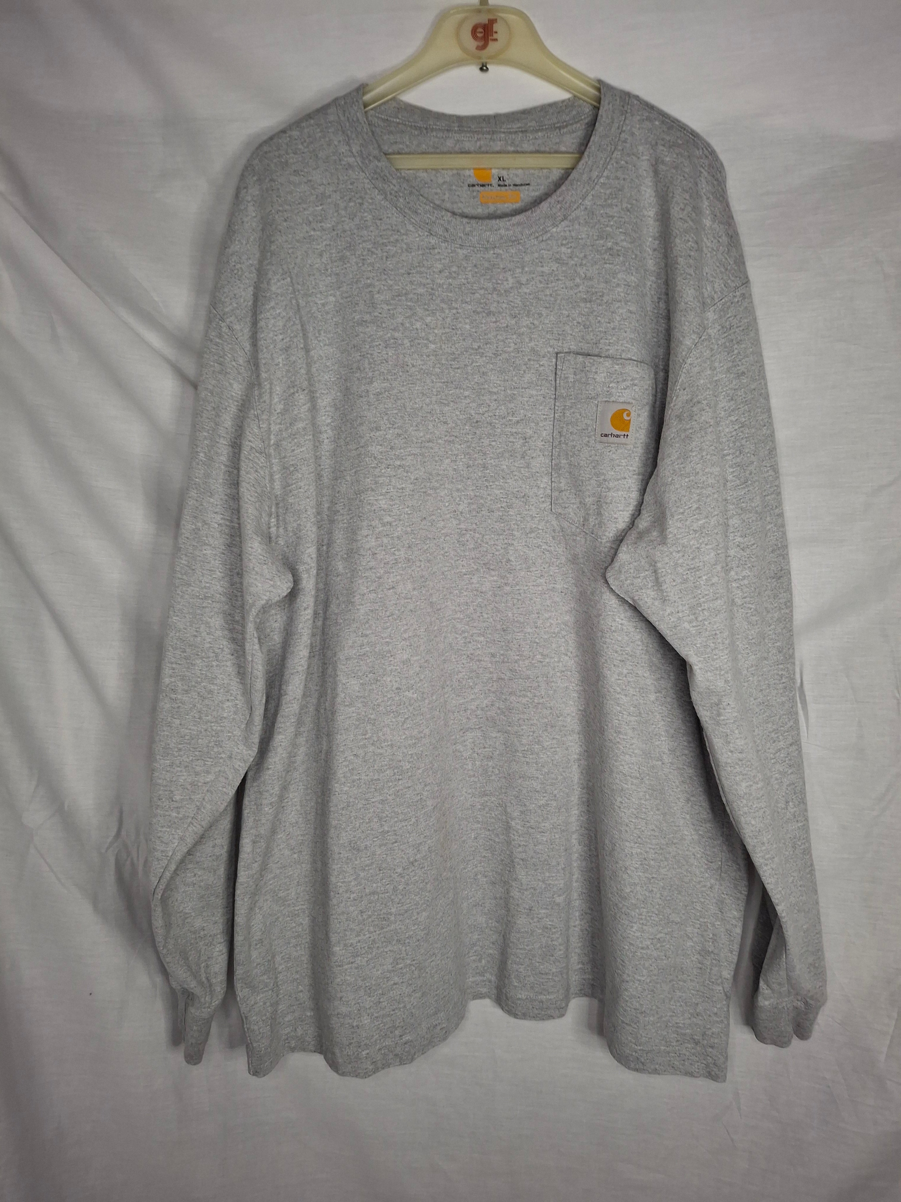 T-Shirt Carhartt XL Manches Longues - Poche Logo - Workwear Streetwear  -  Gris Chiné  - Taille : XL (42)