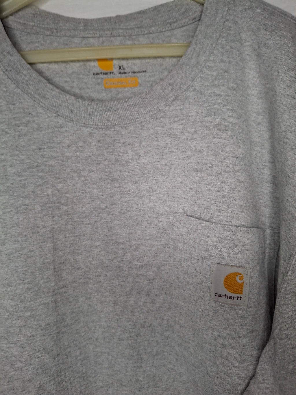 T-Shirt Carhartt XL Manches Longues - Poche Logo - Workwear Streetwear  -  Gris Chiné  - Taille : XL (42)