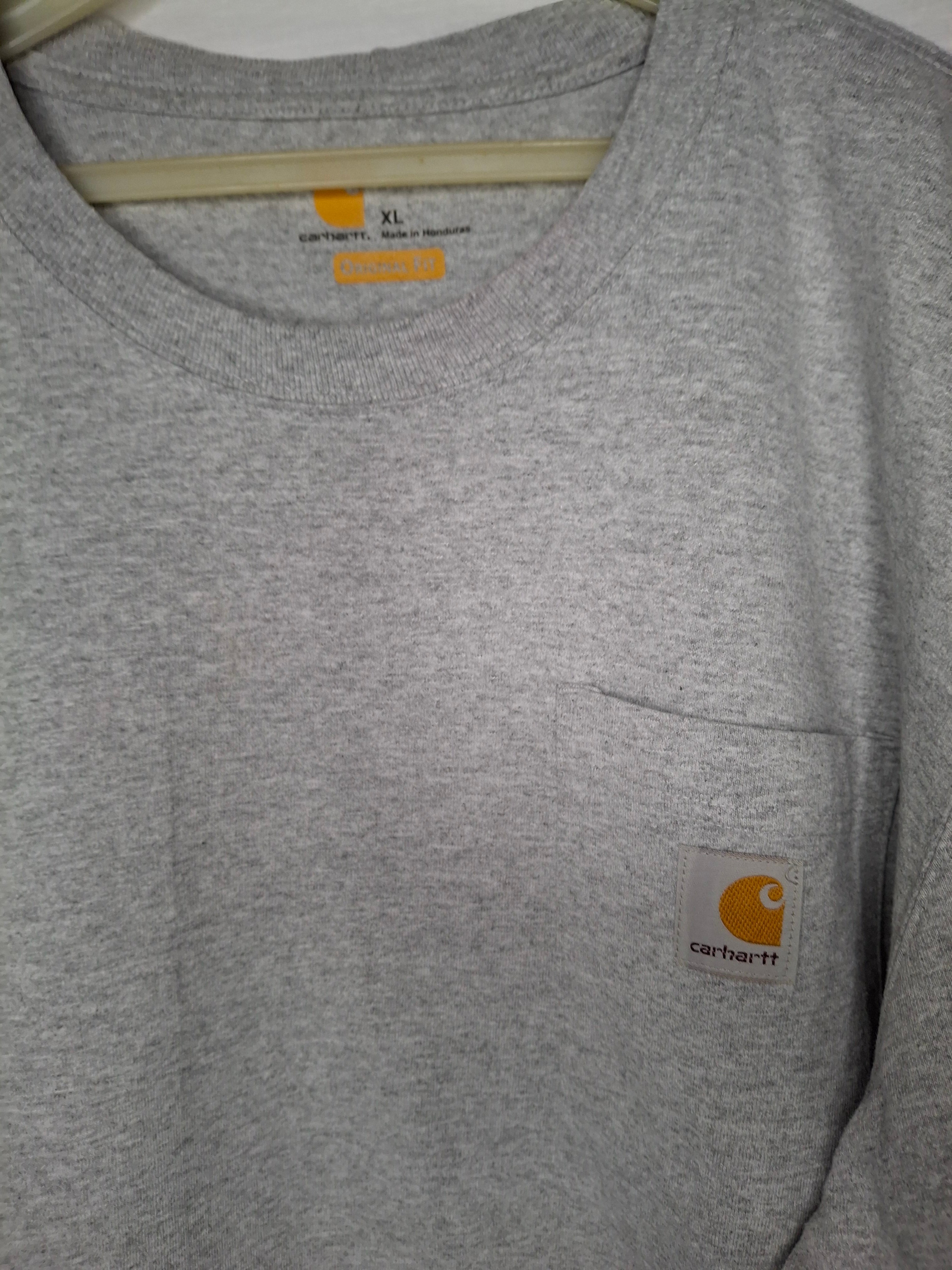 T-Shirt Carhartt XL Manches Longues - Poche Logo - Workwear Streetwear  -  Gris Chiné  - Taille : XL (42)