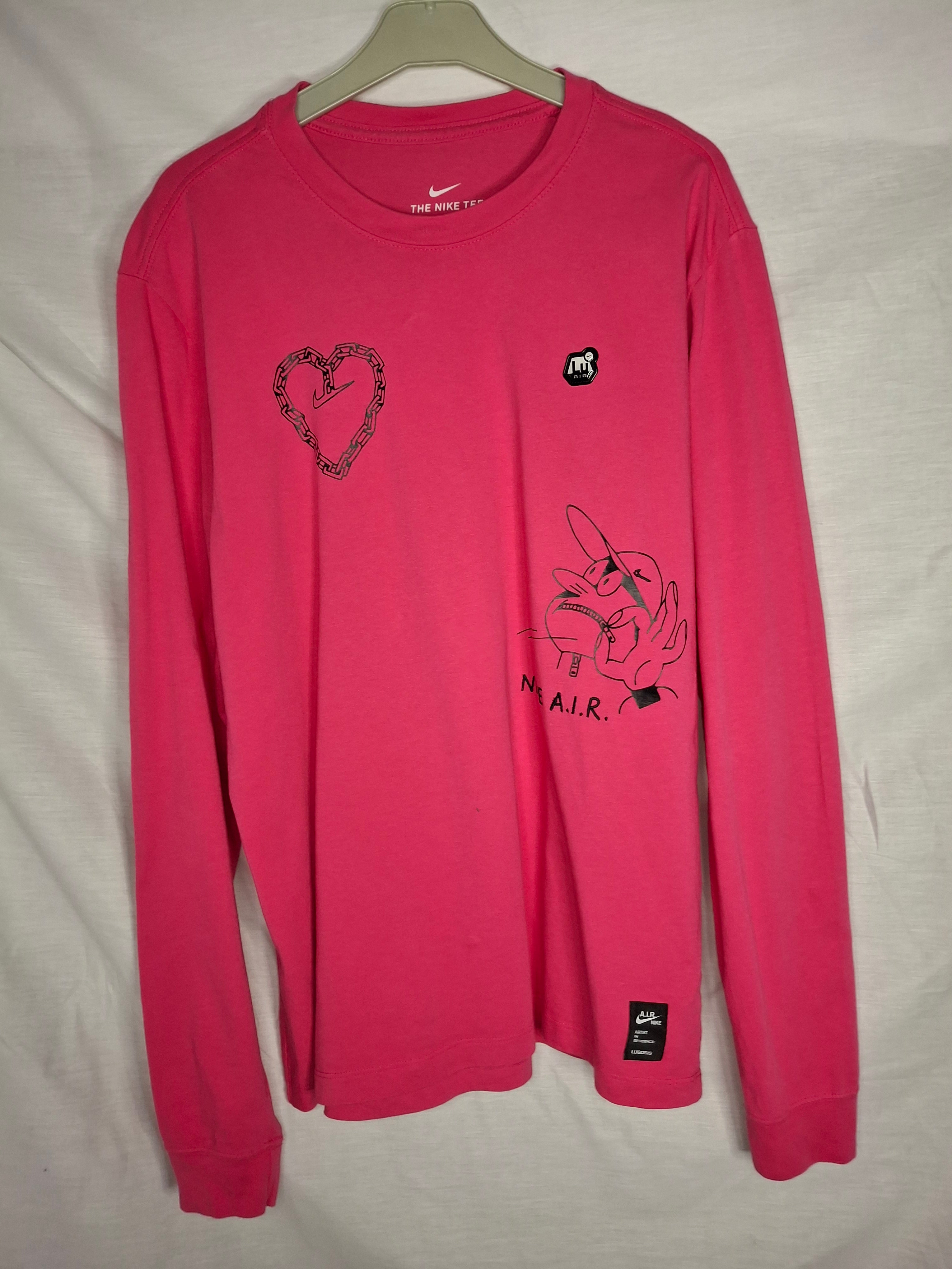T-Shirt Nike L/S VIF RARE - Design Streetwear Cartoon Y2K  - rose - Taille : M (38)
