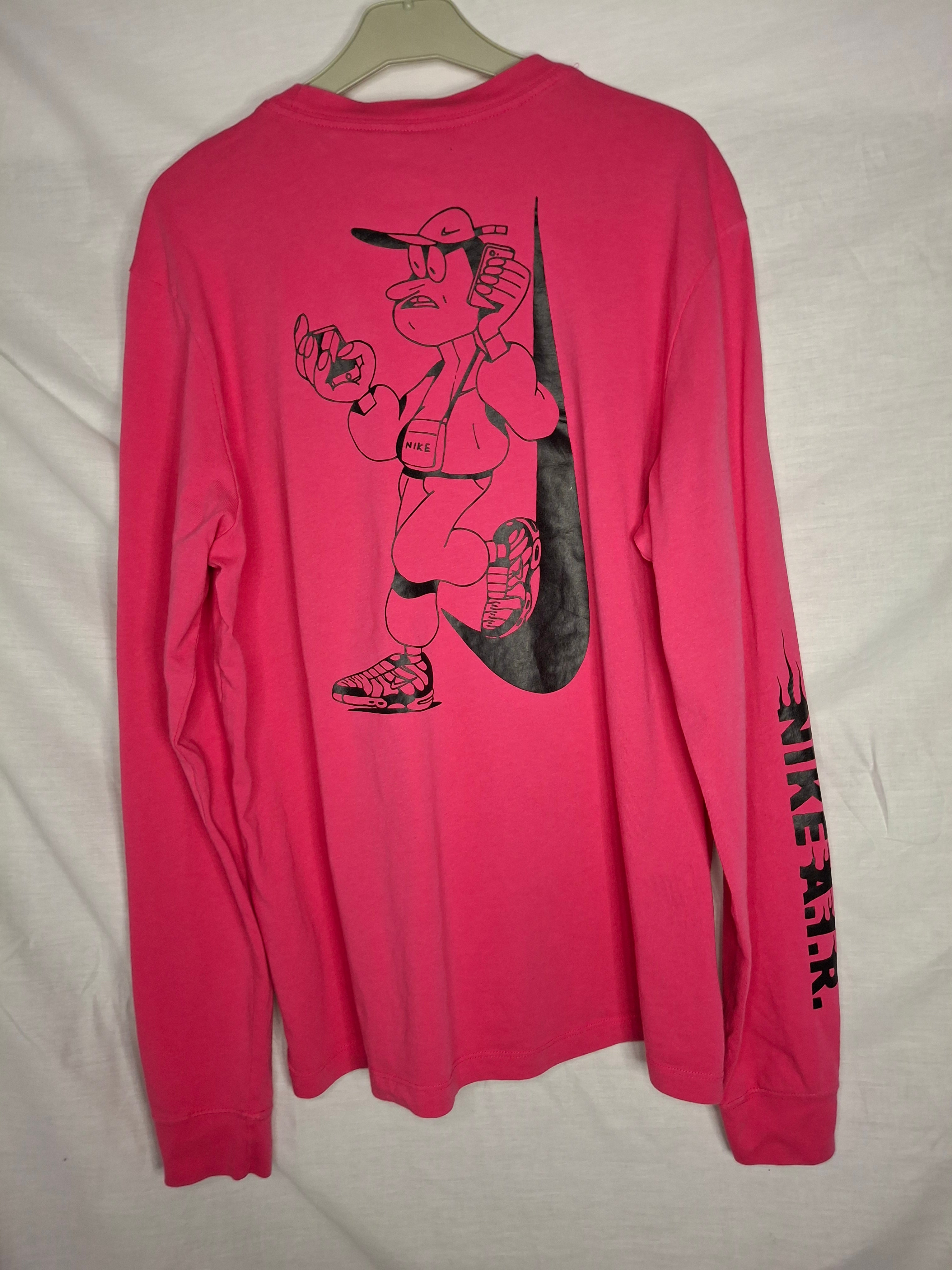 T-Shirt Nike L/S VIF RARE - Design Streetwear Cartoon Y2K  - rose - Taille : M (38)