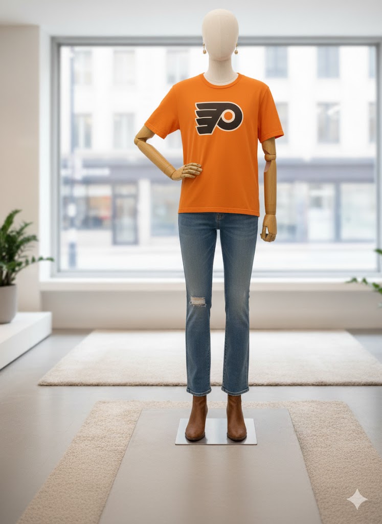 T-shirt Reebok, NHL - Orange, marquage noir - Taille : L (40)