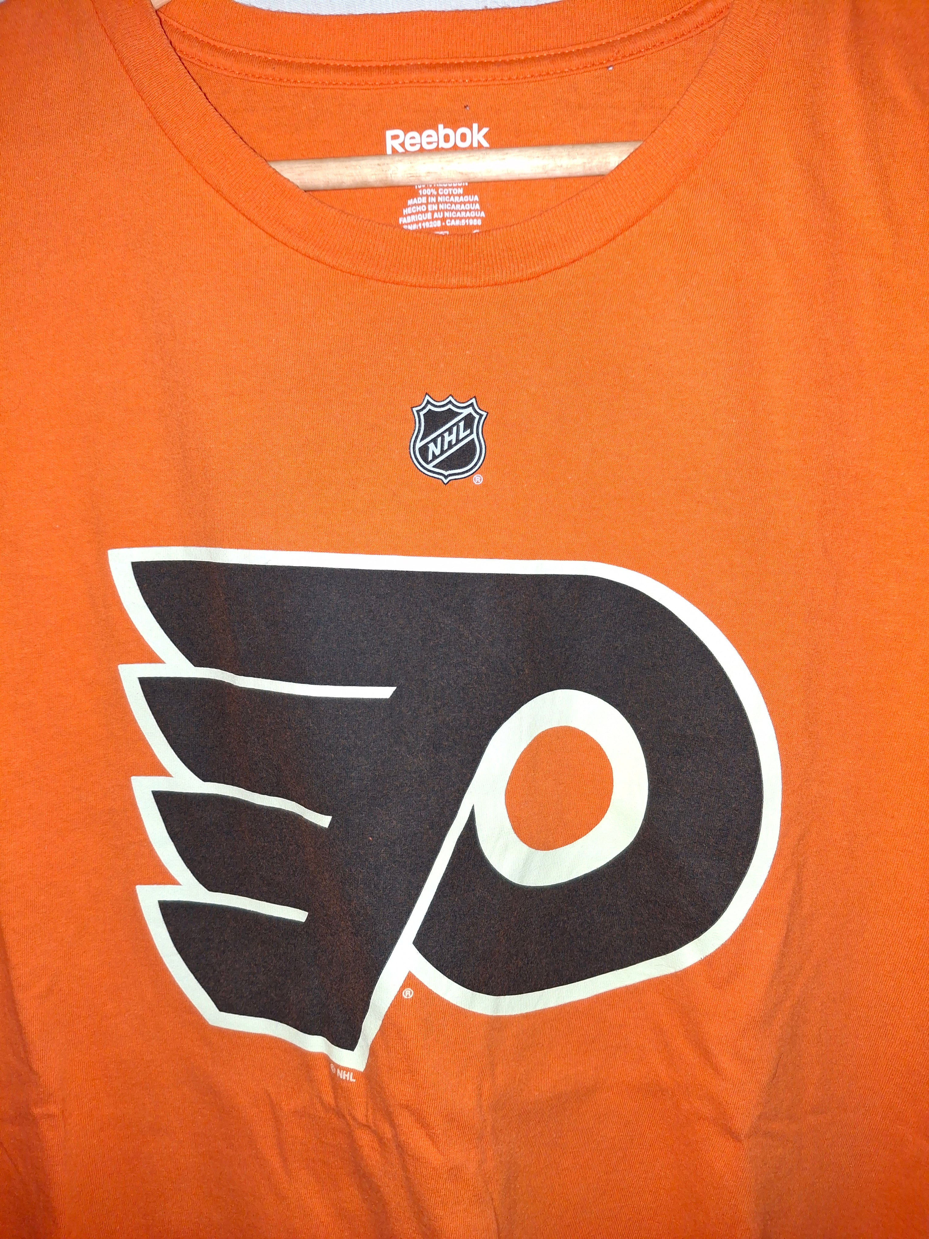 T-shirt Reebok, NHL - Orange, marquage noir - Taille : L (40)
