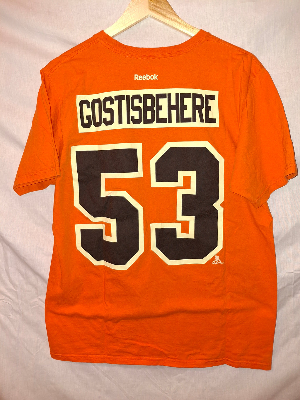 T-shirt Reebok, NHL - Orange, marquage noir - Taille : L (40)