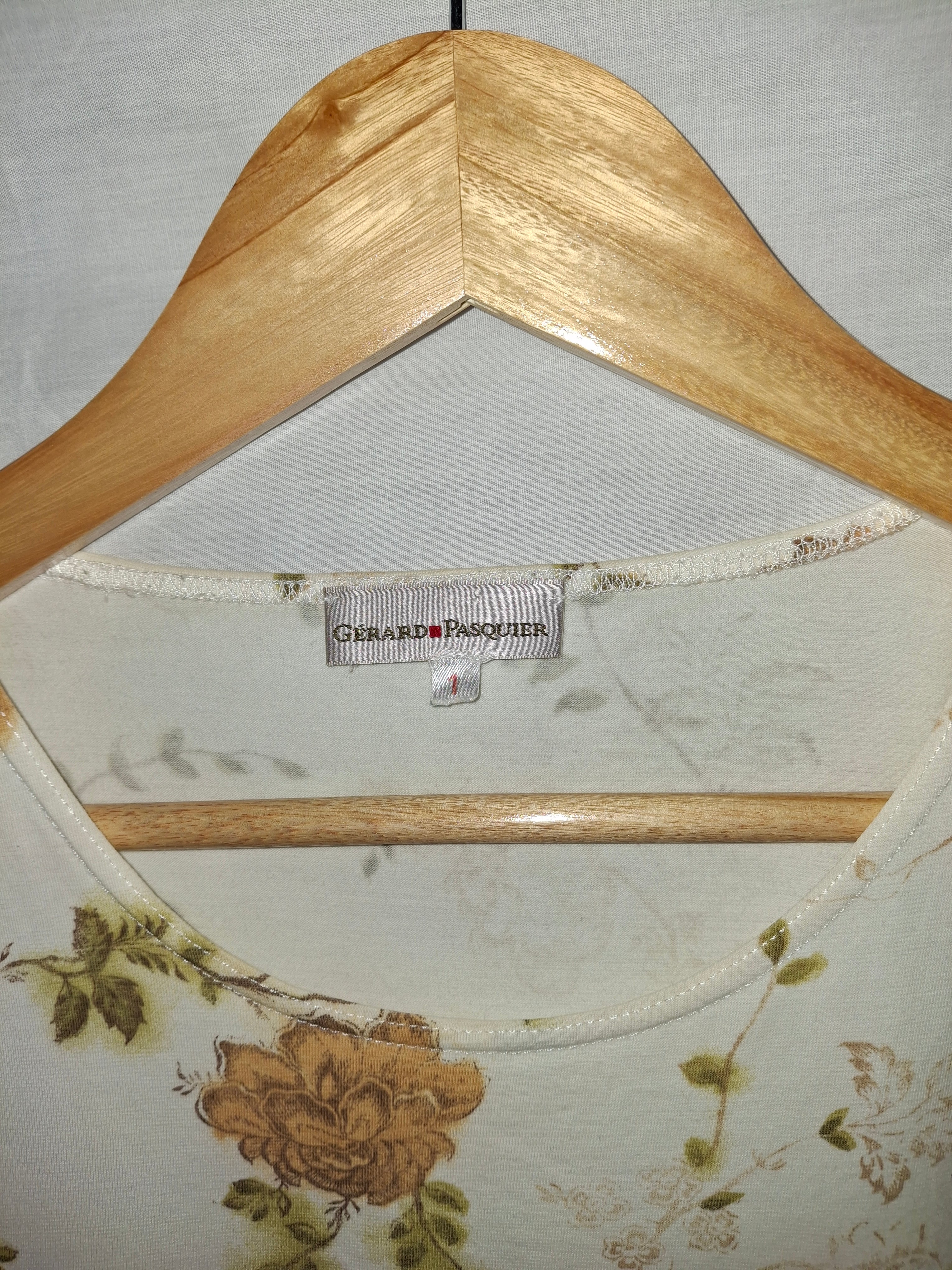 T-shirt femme Gérard Pasquier - Blanc, marquage fleur - Taille M (38)