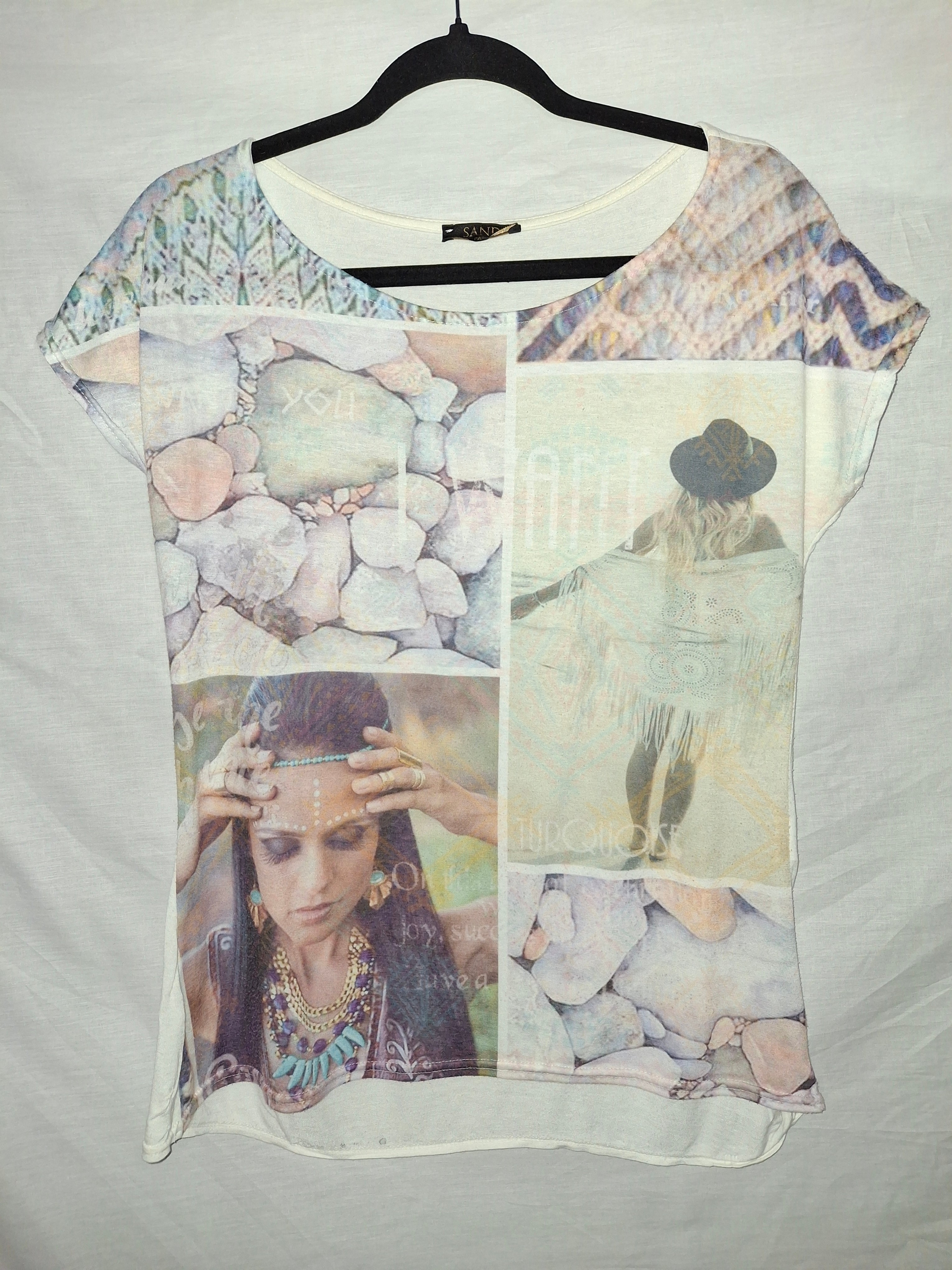 T-shirt femme Sand Paris - Blanc, marquage visage femme - Taille  M (38)