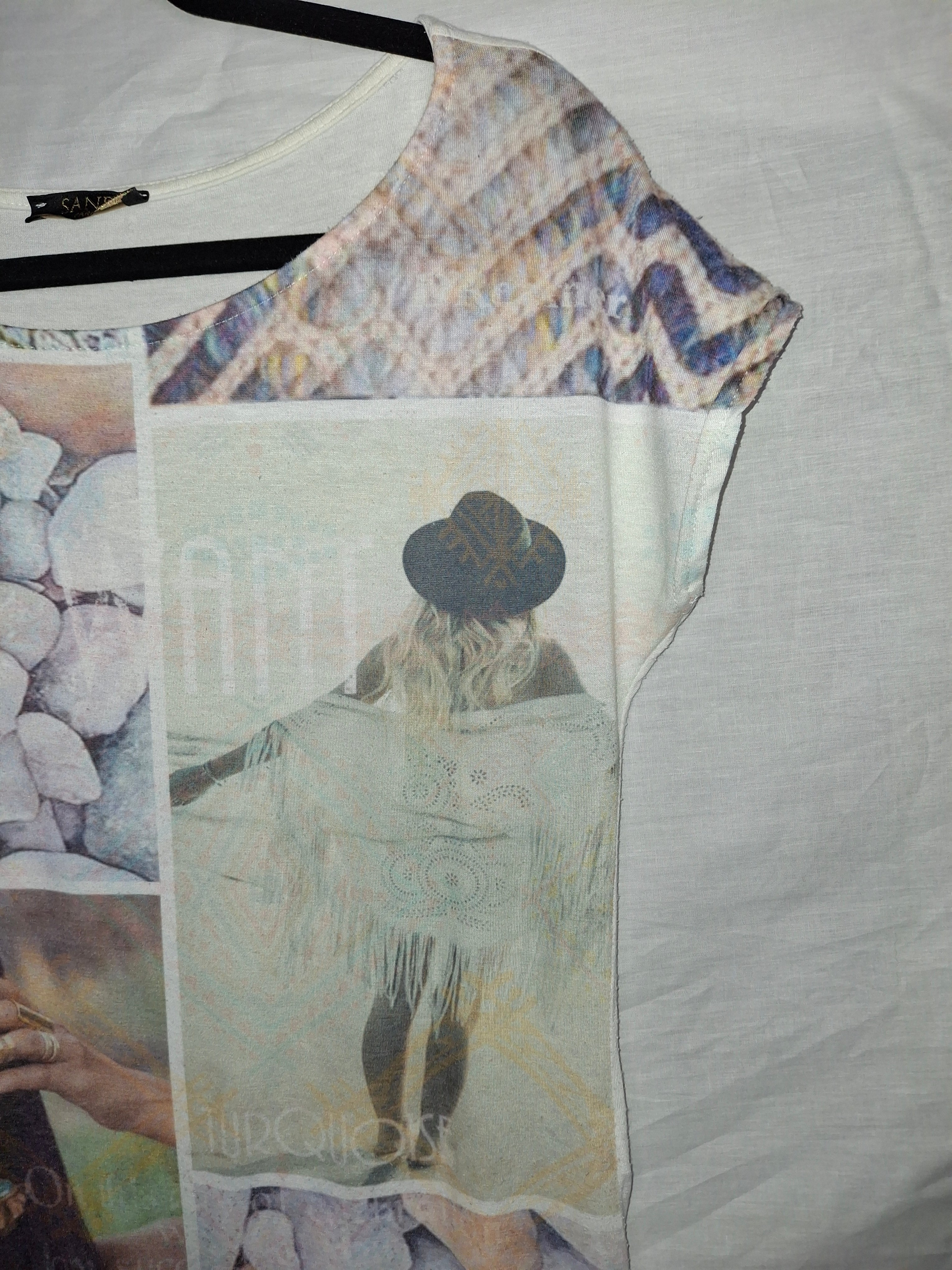 T-shirt femme Sand Paris - Blanc, marquage visage femme - Taille  M (38)