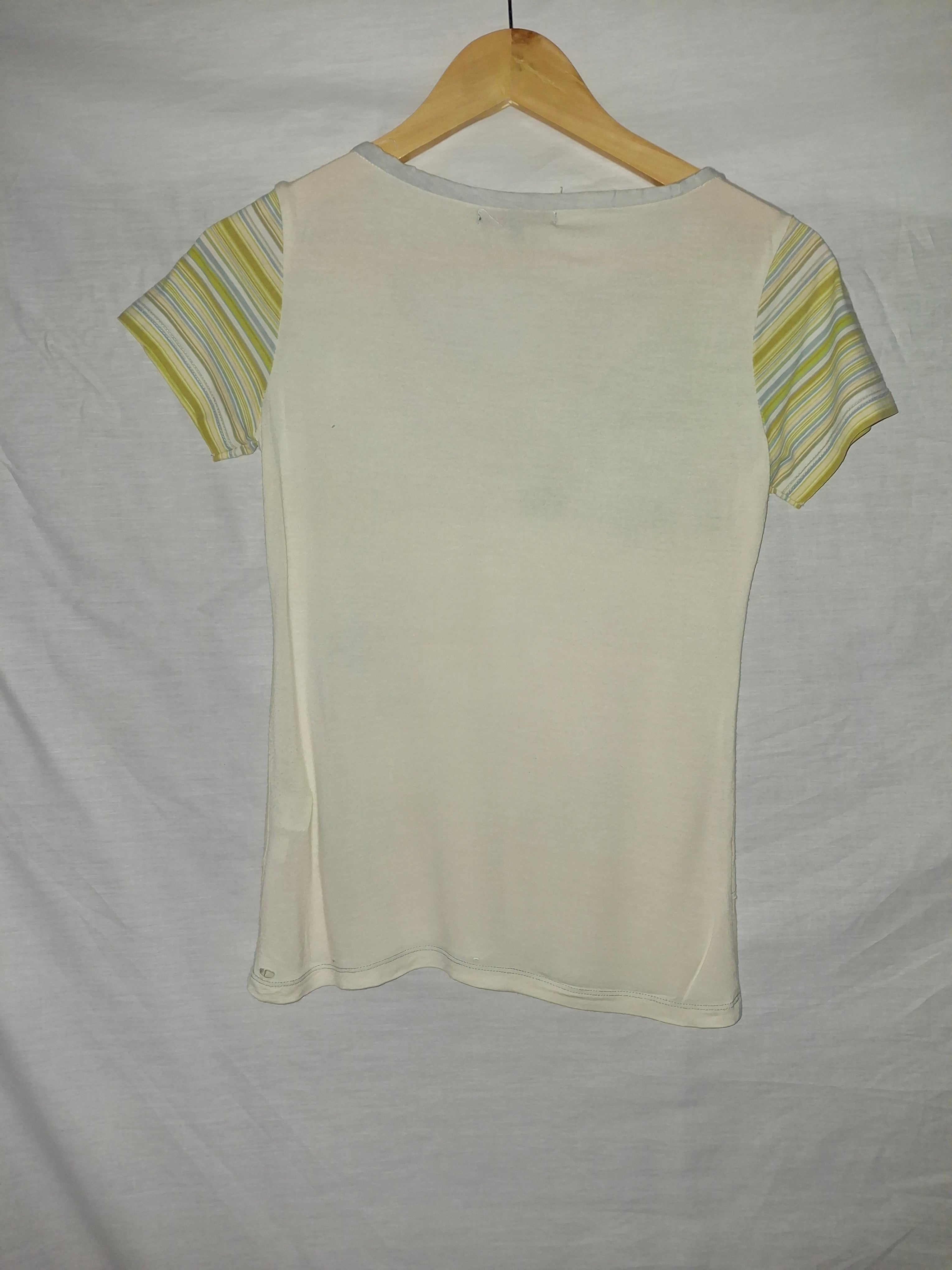 T-shirt femme Solola - Crème, marquage vert et gris - Taille  M (38)