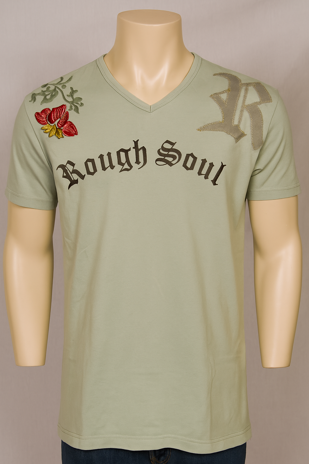 T-shirt homme Rough soul – vert - Taille : M (38)
