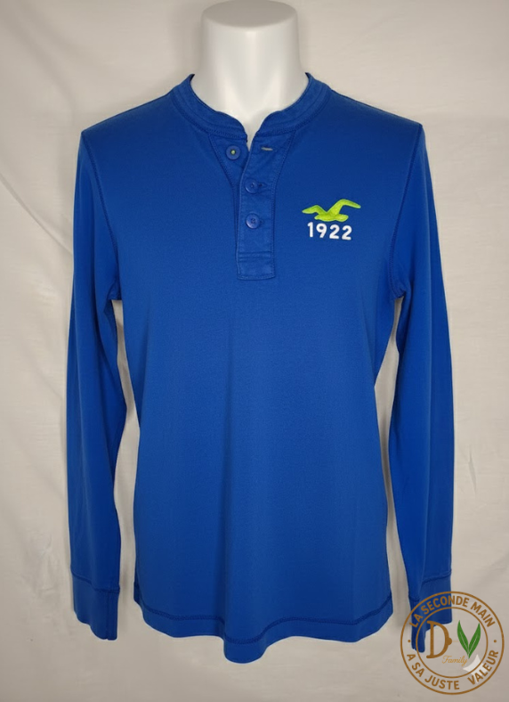 T-shirt manches longues HOLLISTER CALIFORNIA - Bleu (avec détails contrastés Vert)  - Taille : M (38)