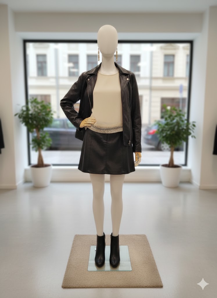 Veste longue véritable cuir M&S mode – noir - Taille : XXL (44)