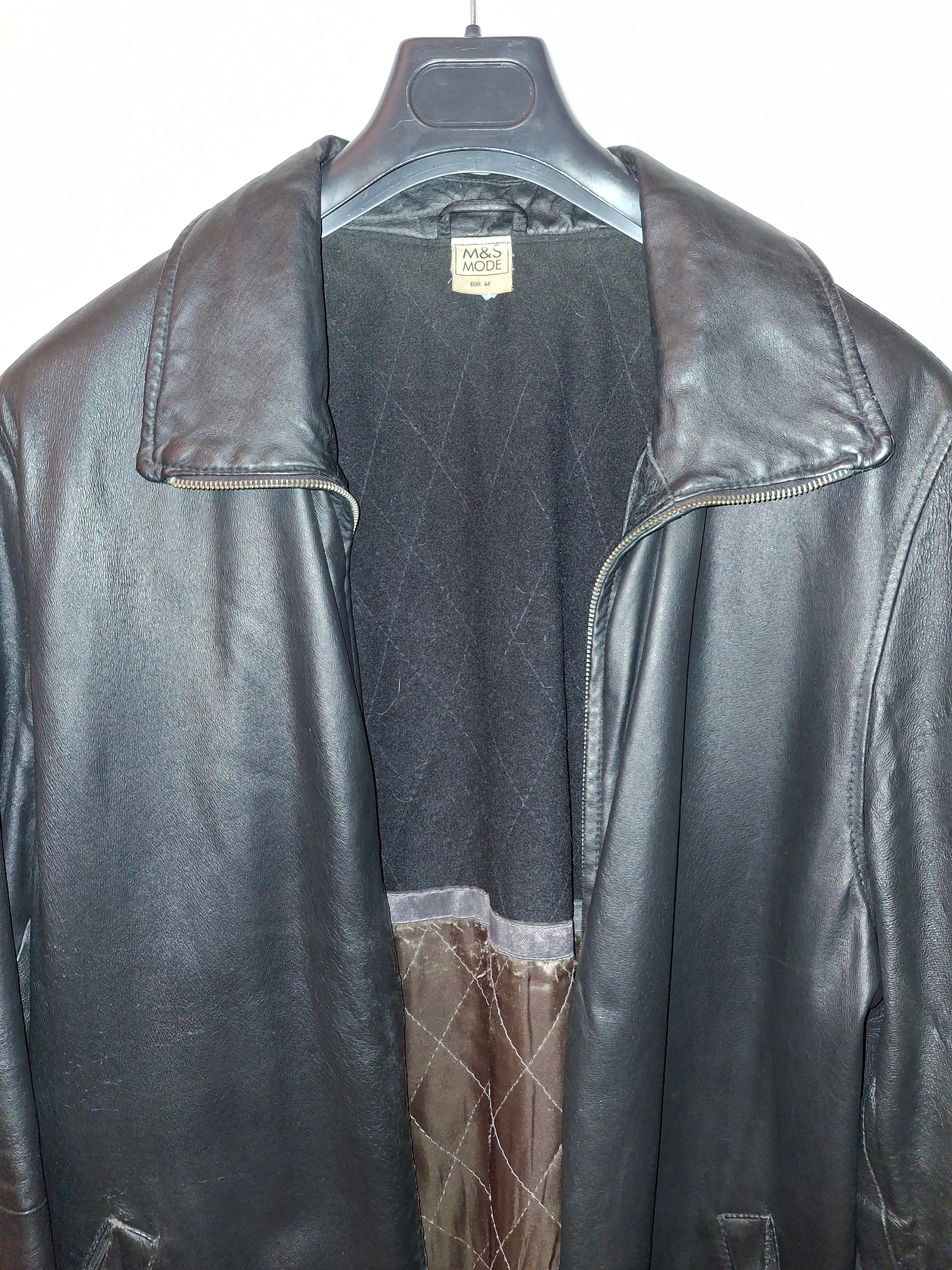 Veste longue véritable cuir M&S mode – noir - Taille : XXL (44)