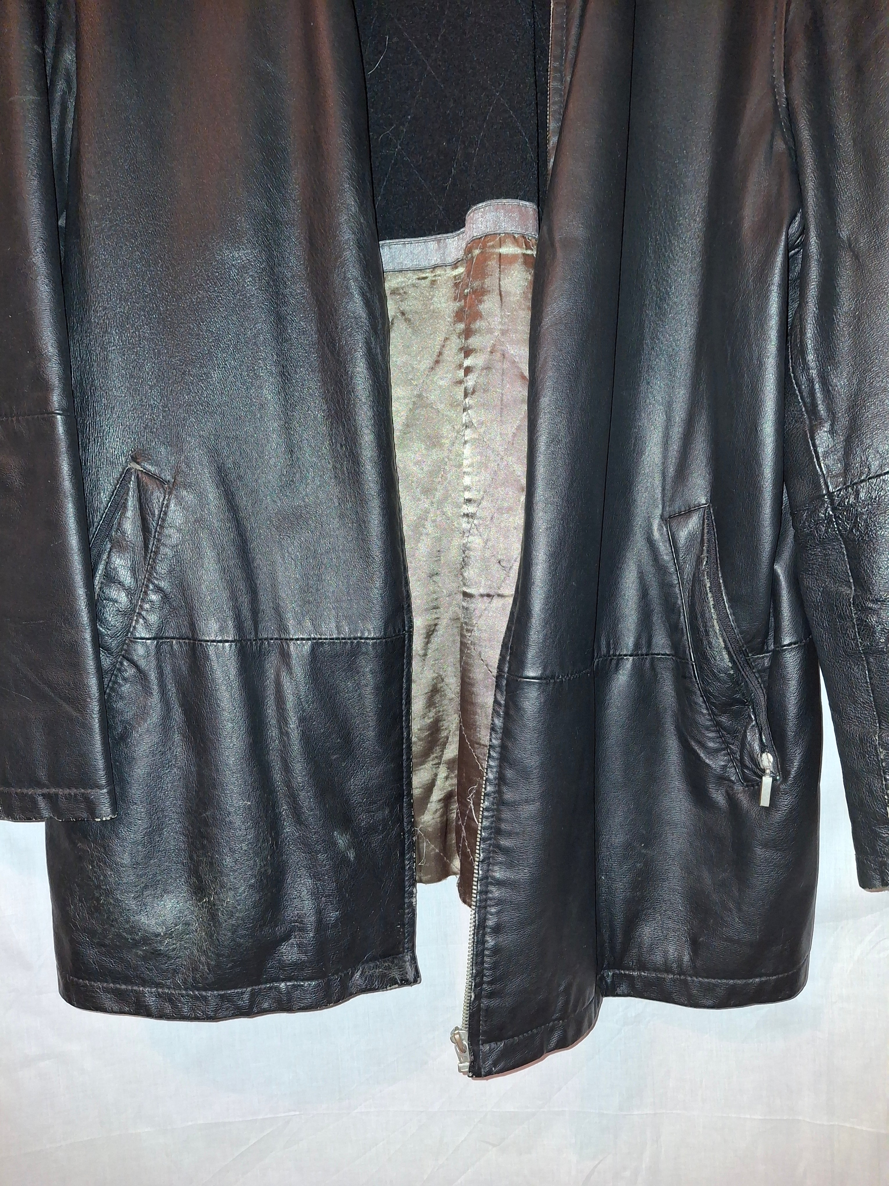 Veste longue véritable cuir M&S mode – noir - Taille : XXL (44)